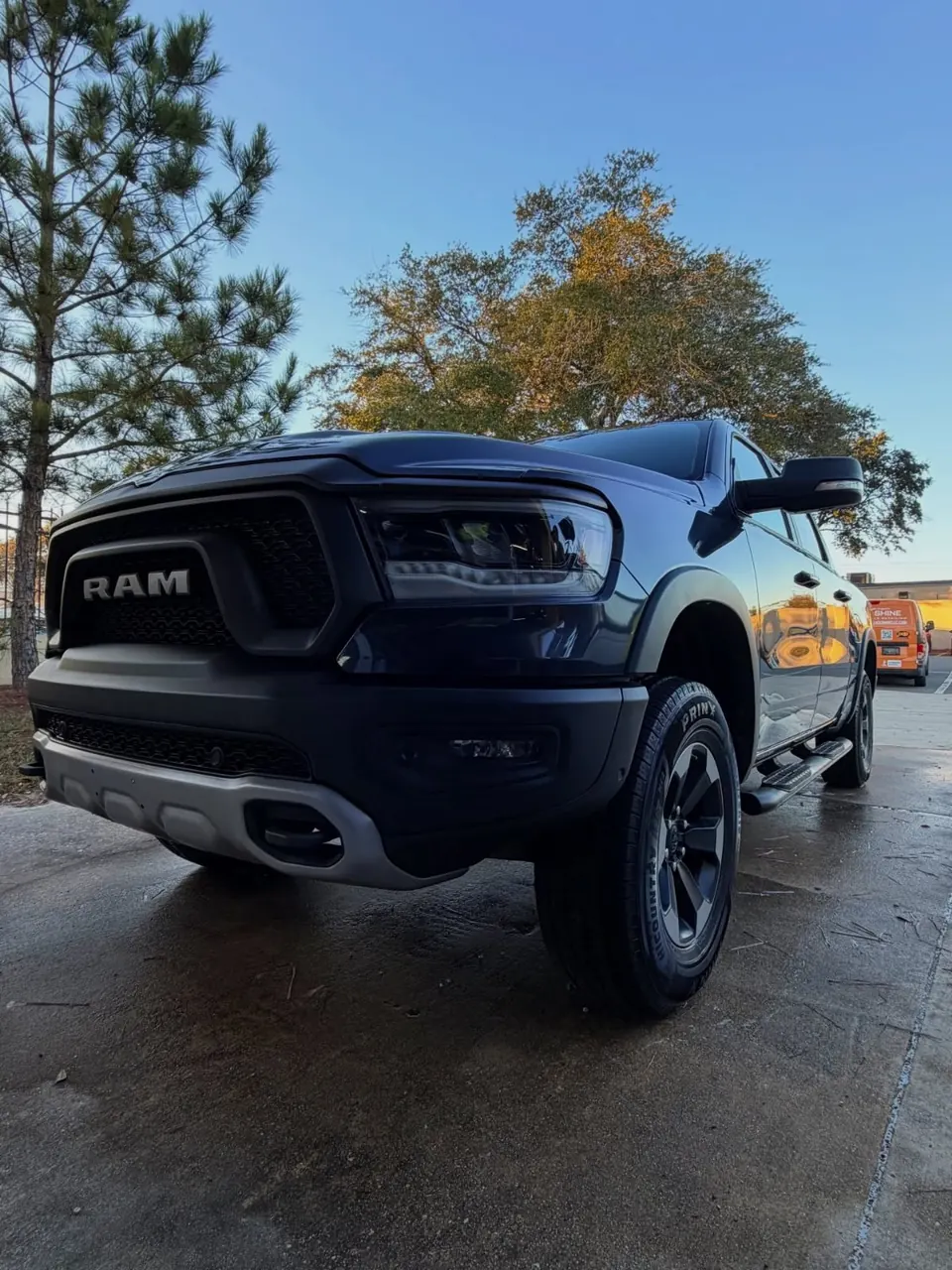 Black Ram pickup truck after a mobile detail